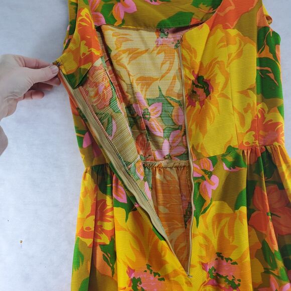 S Vintage Lord & Taylor Flower Power Mod 60's Sleeveless Sun Dress Floral - Picture 8 of 13